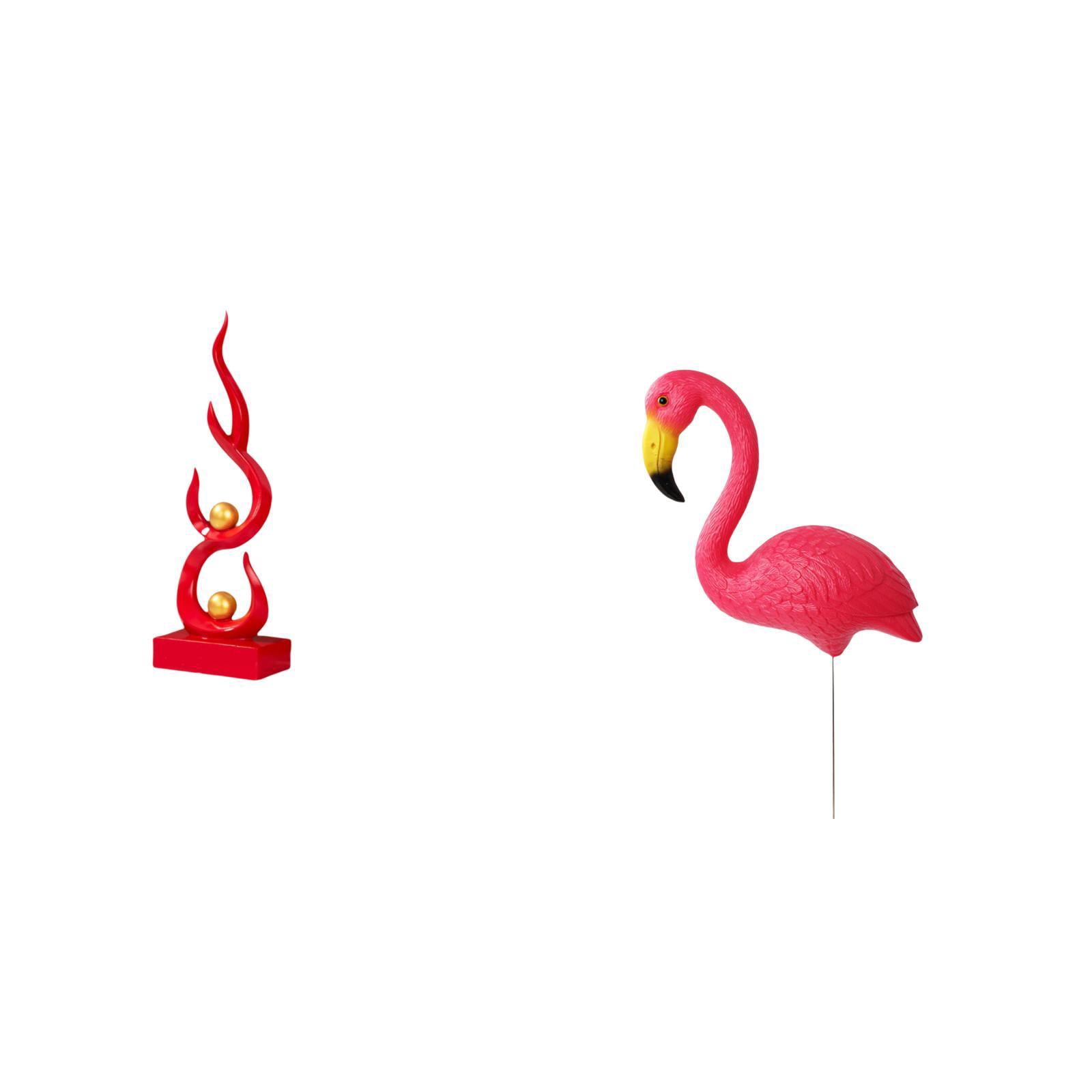 2 Sets Abstract Art Statue Flamingo Yard Stake Resin Construction for Home Garden Spring Festival Decoration