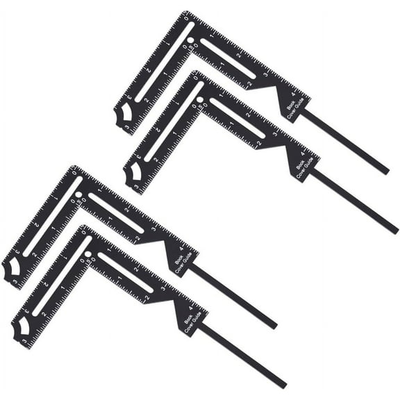 2 Sets Acrylic Book Cover Guide Bookbinding Tool Supplies L-shape Black 200x105x3mm Hole: 5mm 2pcs/set