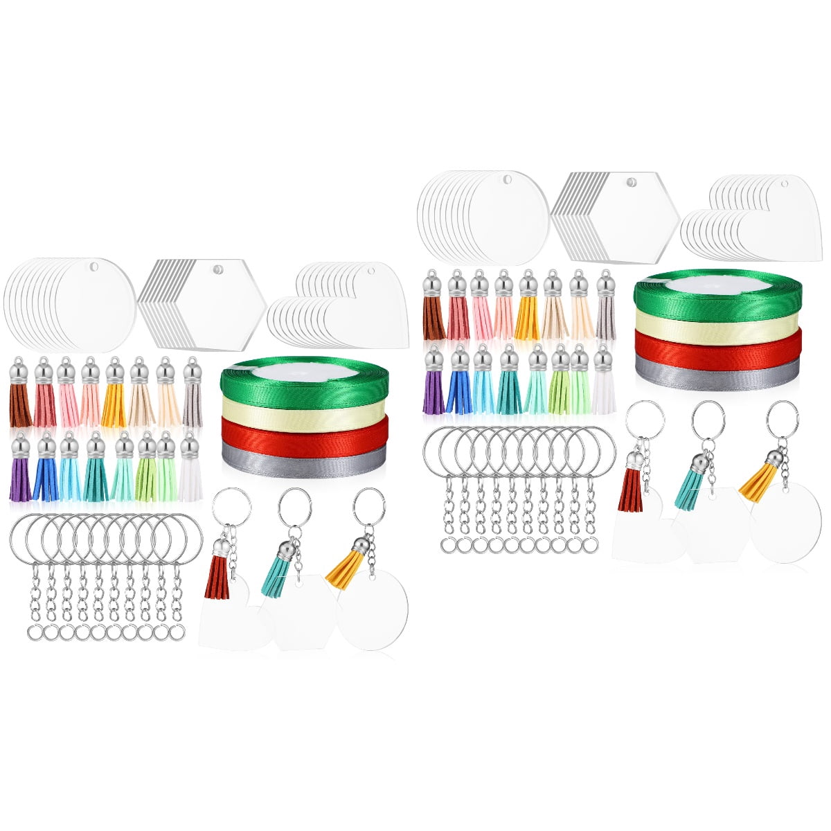 LITINKIMI Clear Acrylic Keychain Blanks with Tassels for Crafting Assorted Color