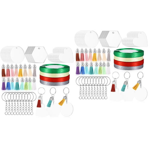 LITINKIMI Assorted Color Acrylic Keychain Blanks for Crafting with Tassels