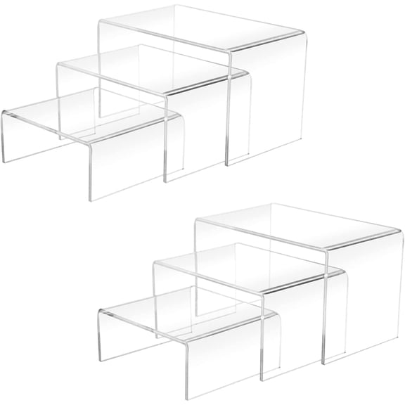 2 Sets Acrylic Display Risers(3",4",5") Clear Product Stand,Cupcakes Holder Dessert Transparent Showcase Stands, Candy Bar Risers, Lifts for Figures