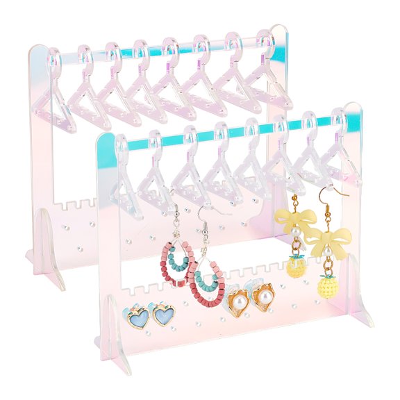 2 Sets Acrylic Earring Holder Mini Hanger Rack Jewelry Display Dangle Earring Hanging Organizer Acrylic Ear Studs Display Rack