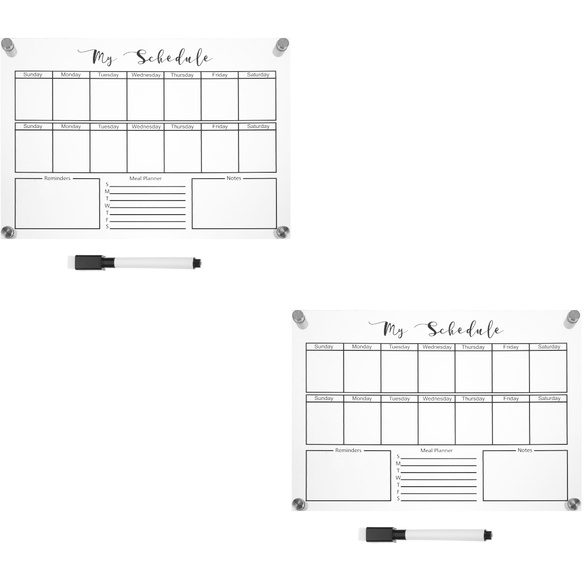2 Sets Acrylic Whiteboard Hanging White Board Reusable Dry Erase Board