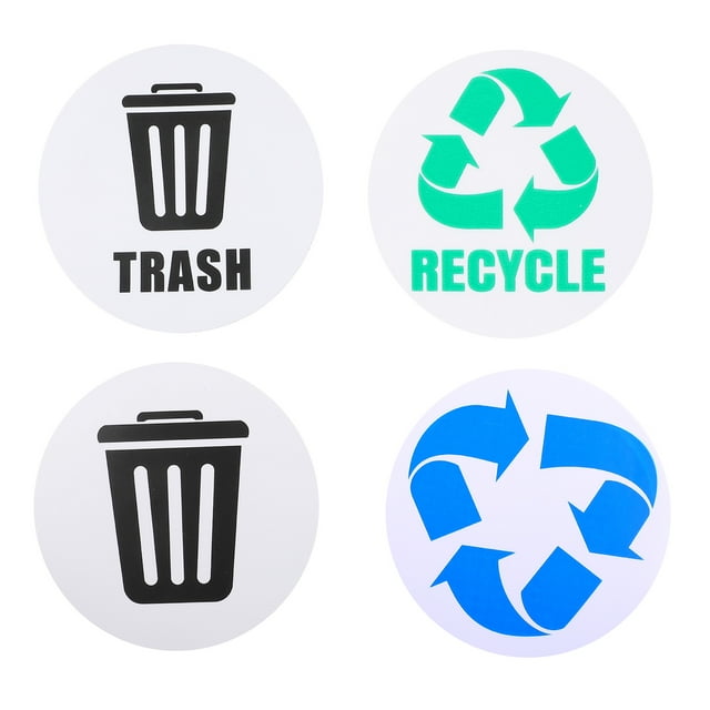 2 Sets Adhesive Trash Can Decal Trash Sorting Sticker Trash Recycling