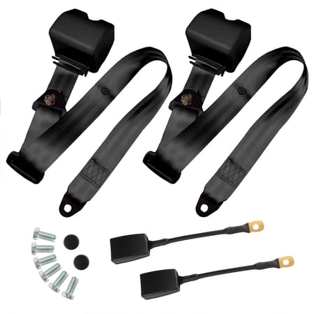 2 Pack Universal Fit Seat Belt, 3 Point Retractable Safety Belt, Adjustable Car Seatbelt Lap Shoulder, Black