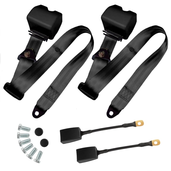2 Pack Universal Fit Seat Belt, 3 Point Retractable Safety Belt, Adjustable Car Seatbelt Lap Shoulder, Black