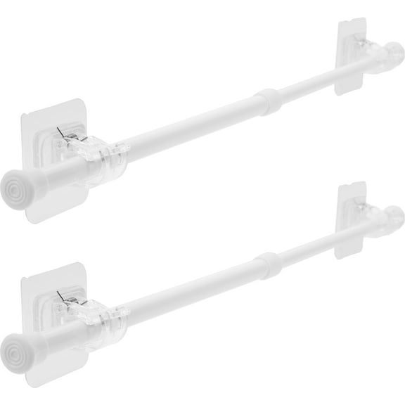 2 Sets Adjustable Tension Rod Extendable Curtain Rod with Self Adhesive Hook