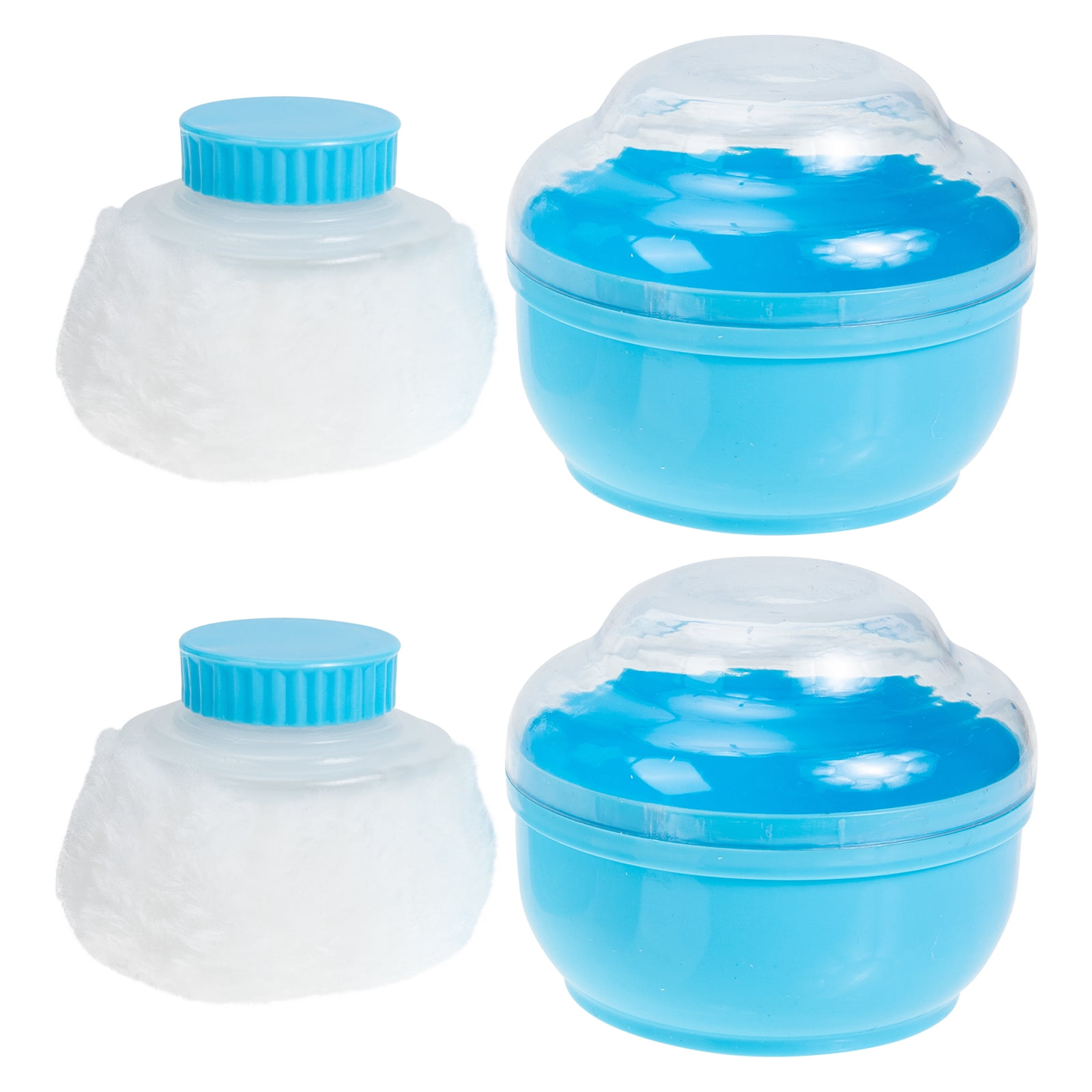 2 Sets After bath Powder Puff with Portable Talcum Powder Holder Box