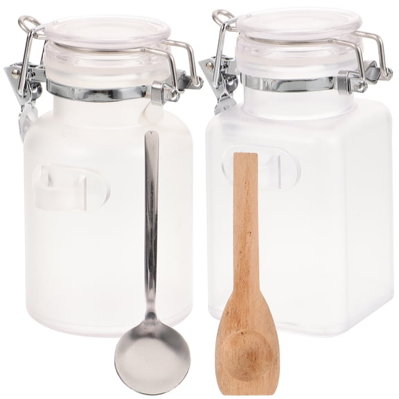2 Sets Airtight Jar Cream Refillable Bottle Empty Bath Salt The Clean Glass Containers Storage