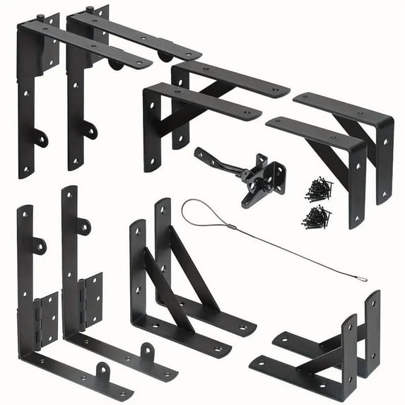 2 Sets Anti-Sag Gate Frame Kit Heavy Duty No Sag Kit Gate Corner Brace Bracket with Self-Locking Gate Latch – Ideal Hardware for Wooden Fences, Driveway Gates, Shed Doors (Black, 2 Set)