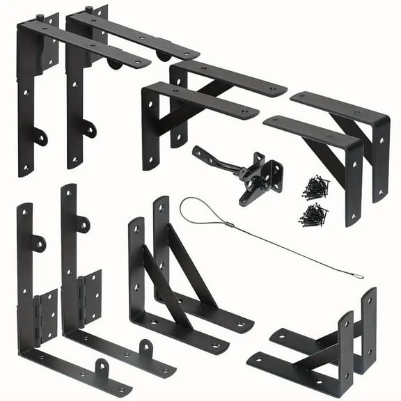 2 Sets Anti-Sag Gate Frame Kit Heavy Duty No Sag Kit Gate Corner Brace Bracket with Self-Locking Gate Latch Ideal Hardware for Wooden Fences, Driveway Gates, Shed Doors (Black, 2 Set)