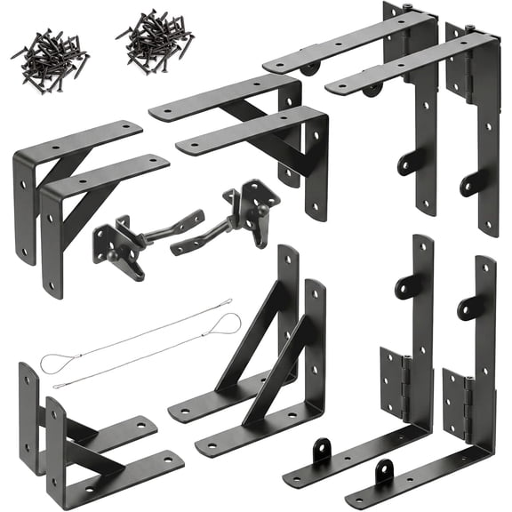 2 Sets Anti Sag Gate Kit for Wooden Fence, Heavy Duty Gate Hardware with Corner Brace Brackets, Welded Hinges and Self-Locking Gate Latch, Premium No Sag Fence Gate Kit
