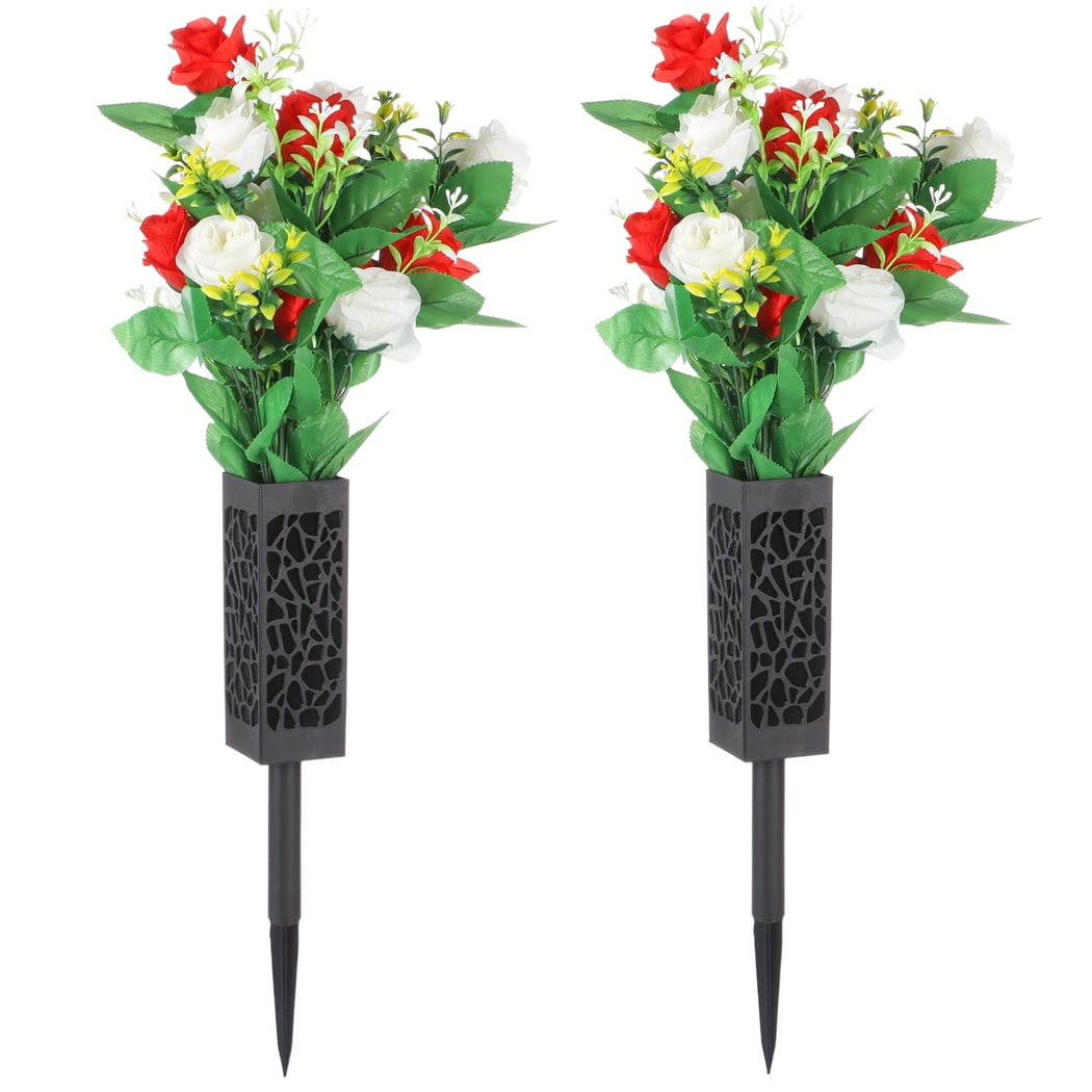 2 Sets Artificial Cemetery Flowers, Memorial Flowers, Beautiful ...