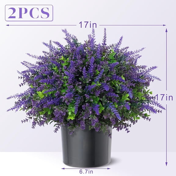 2 Sets Artificial Eucalyptus & Lavender Topiary Trees for Front Door - Faux Lavender Potted Topiary Trees, Fake Outdoor Plants for Farmhouse Porch Garden Decor