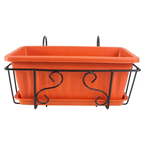 2 Sets Balcony with Tray Window Box Brackets Pot Hanging Plant