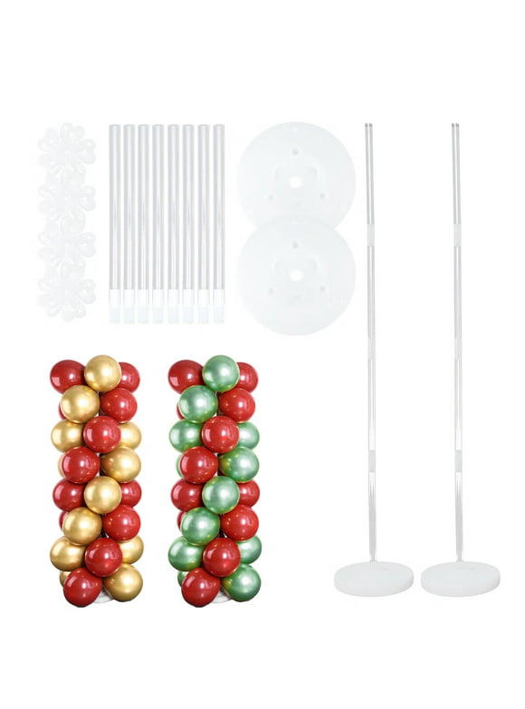 2 Sets Balloon Column Stand Kits 8.4ft Height Balloon Arch Stand Kit with 2 Base Stand 8 Pole 4 Flower Clip Reusable Balloon Tower Decorations for Wedding Birthday Baby Shower Graduation Christmas