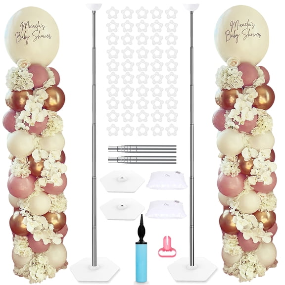 2 Sets Balloon Stand Kit Column Adjustable Height 1.47 to 6.56 ft Easy Assembly