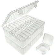 2 Sets Bead Organizer with 30 Small Boxes, Clear Rectangle Plastic Bead Organizer with Lid, Transparent Plastic Bead Storage Container, Storage Case for Small Parts Craft Accessories Jewelry Seeds