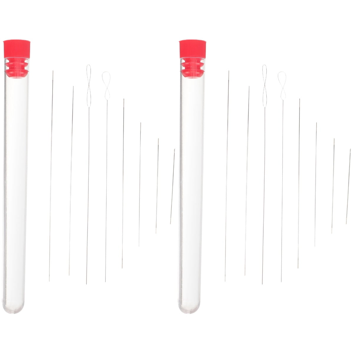 2 Sets Beads Small Canvas Repair Needles Beading for Jewelry Making Long Beaded Big Eye Eyes Plastic