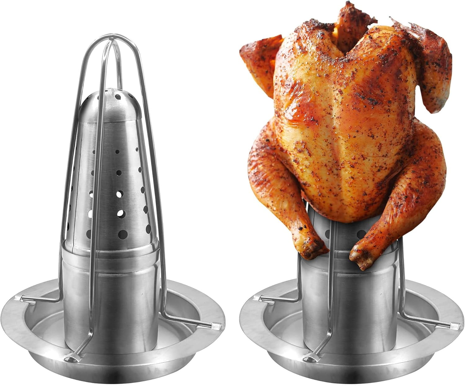Sets Beer Can Chicken Holder for Grill and Smoker, Stainless