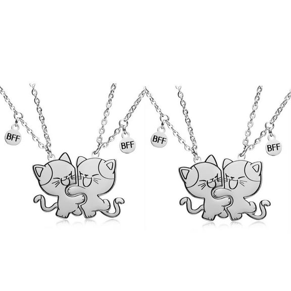 2 Sets Best Friend Pendants BFF 2 Necklace Matching Necklaces for Couple Friends
