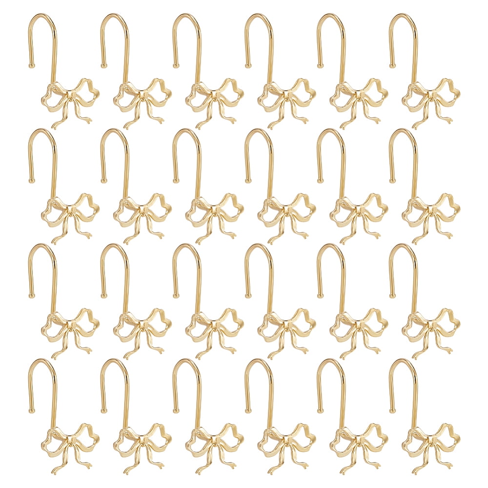 2 Sets Bowknot Alloy Shower Curtain Hook for Bathroom Golden 68x40x52.5mm 12pcs/bag for DIY