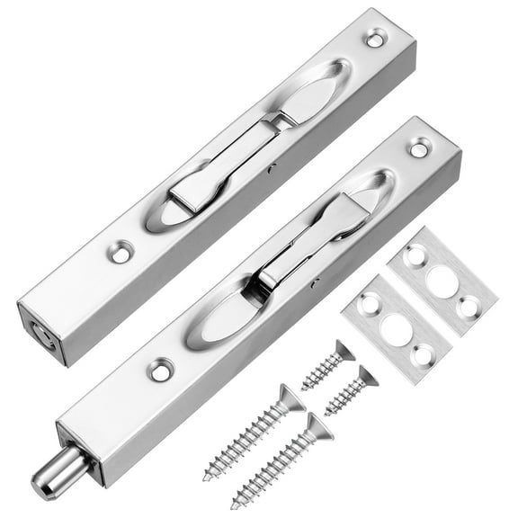 2 Sets Box Type Hidden Latch Gate Latch Lock Bolts French Door Hardware Double Door Latches Stainless Steel Flush Bolt