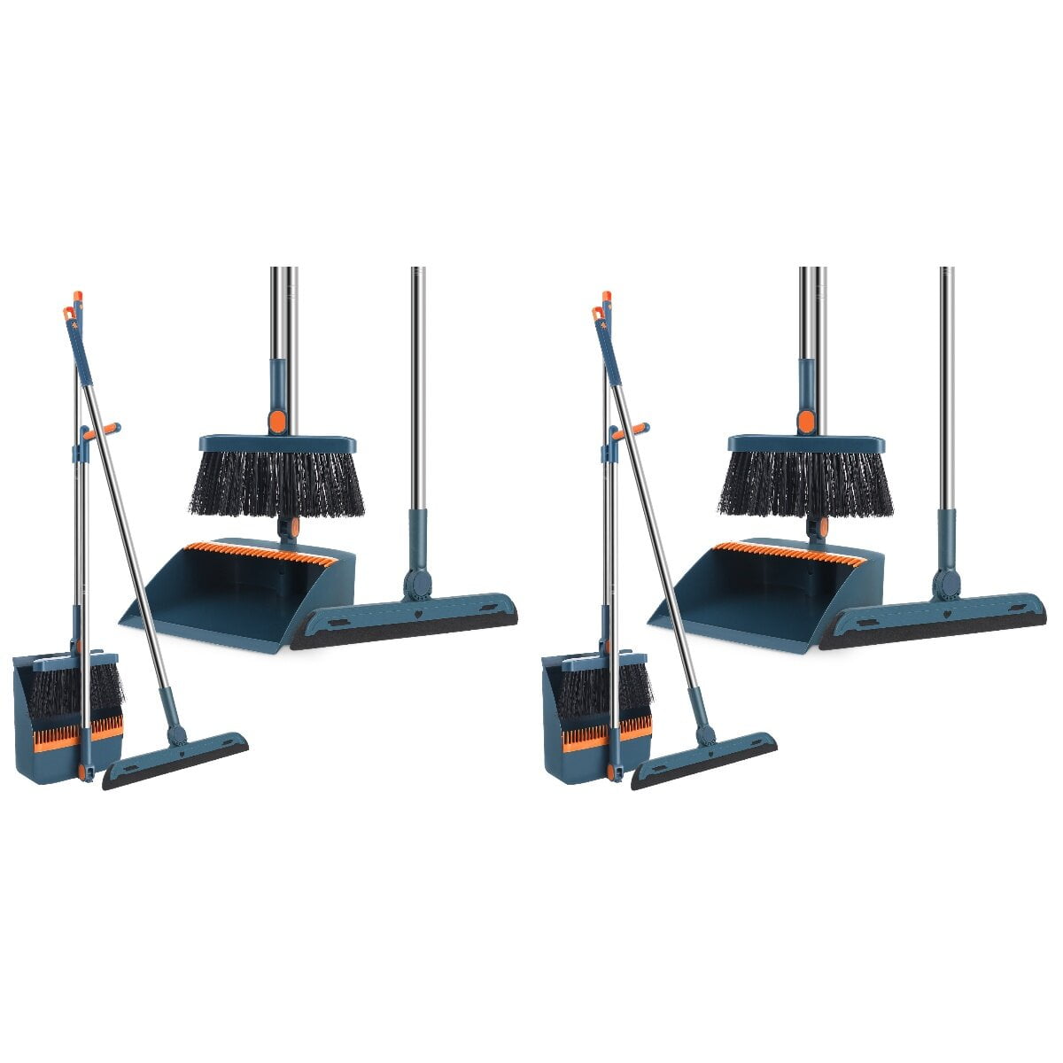 2 Sets Broom and Dustpan Set for Home, 180° Rotating Broom Combo