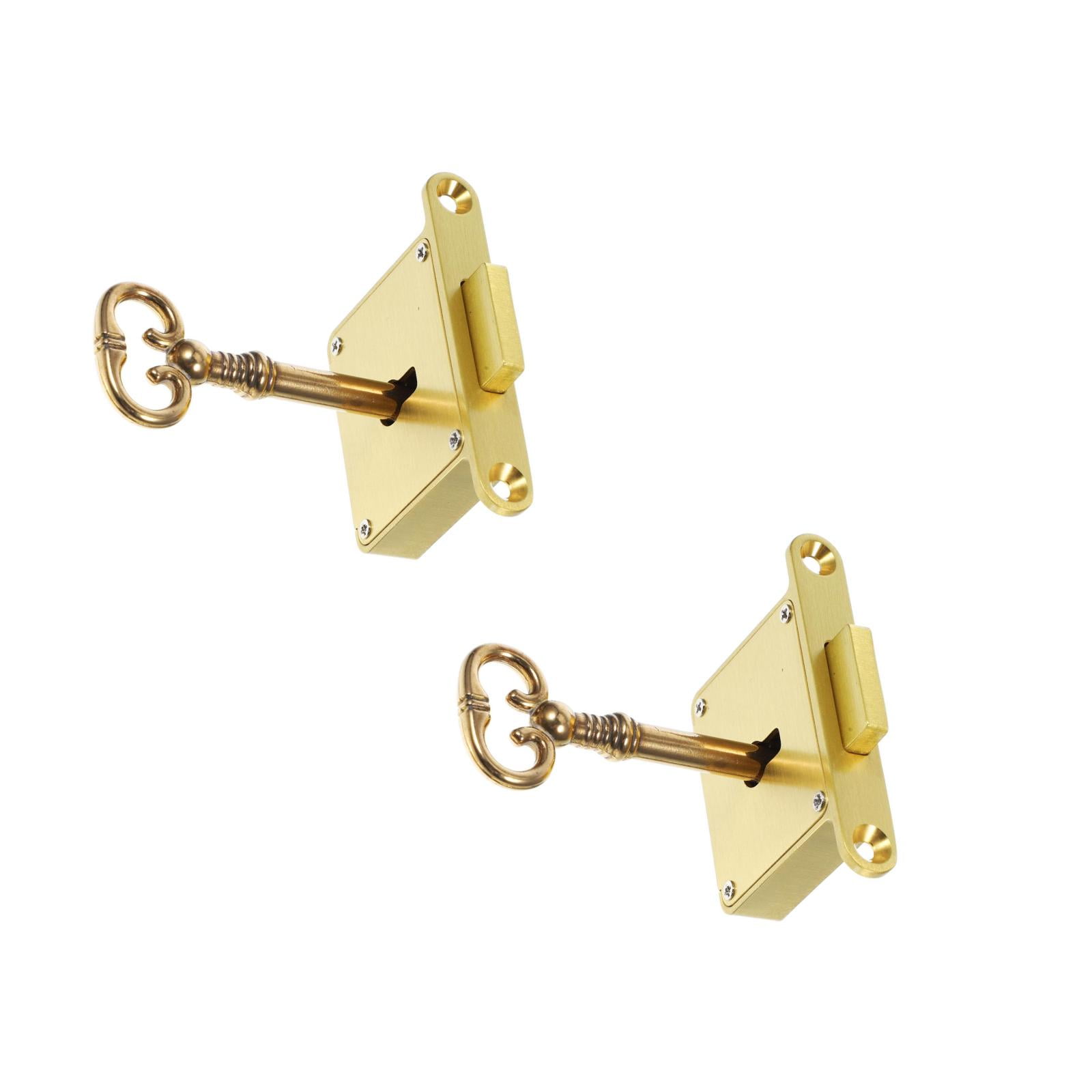 2 Sets Cabinet Lock with Key Desk Locks Kitchen Drawer Golden