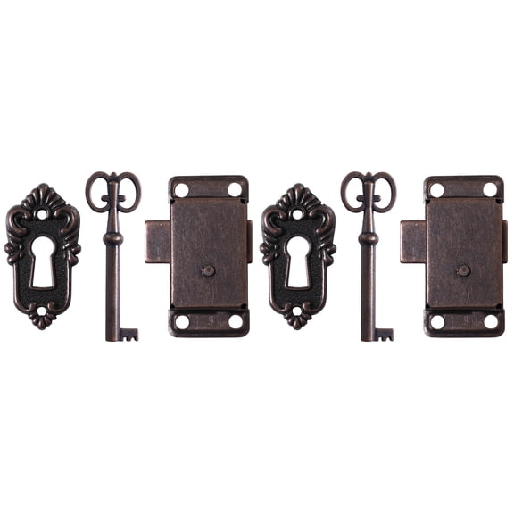 2 Sets Cabinet Locks Drawer Lock 5.30X3.50X0.80CM Brown