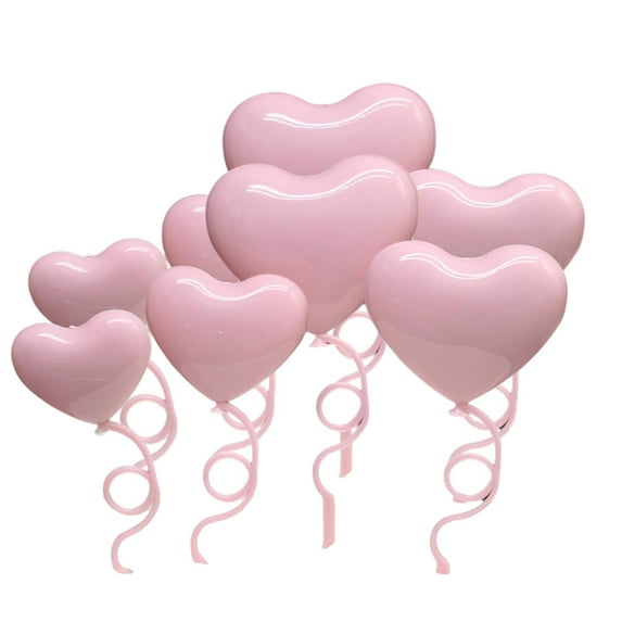 2 Sets Cake Toppers Creative Shape Vibrant Color 3D Visual Effect Food Grade Love Heart Cake Toppers Birthday Party Decorations Party Supplies-Pink