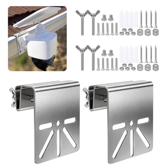 2 Sets Camera Mount Bracket Stainless Steel Gutter Mount For Security Camera With Anti-Rust Screws, No Drill Outdoor Installation Holder & Accessories