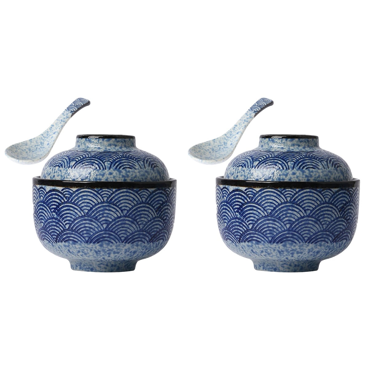 2 Sets Ceramic Stew Pot Ramen Noodle Bowl Snack Bowl Microwavable Bowls