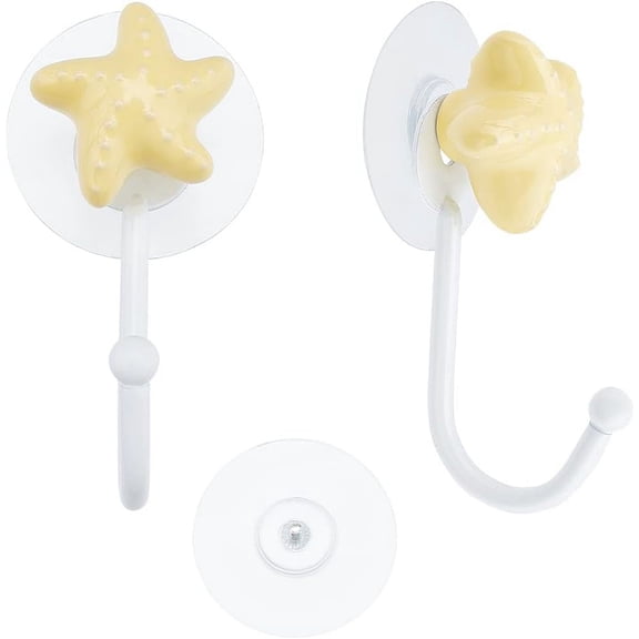 2 Sets Ceramic Wall Coat Hook Starfish Porcelain Clothes Hook Coat Hook Hat Hanger Chromes Decorative Robe Hook for Kitchen Bathroom Office