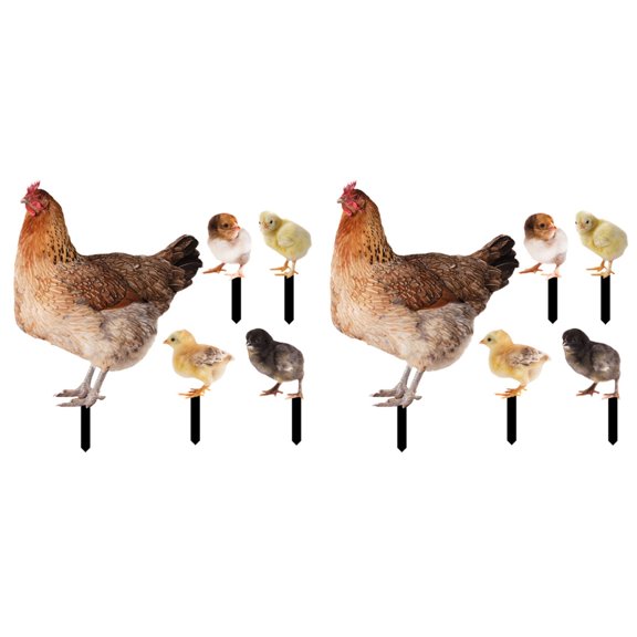 2 Sets Chicken Shaped Garden Hen Chick Ground Plug Hen Chick Sign 23.6X16.5CM