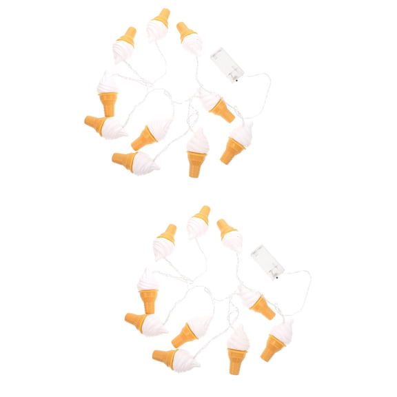 2 Sets Christmas Ice Cream Decorations Cone Light String Lights LED