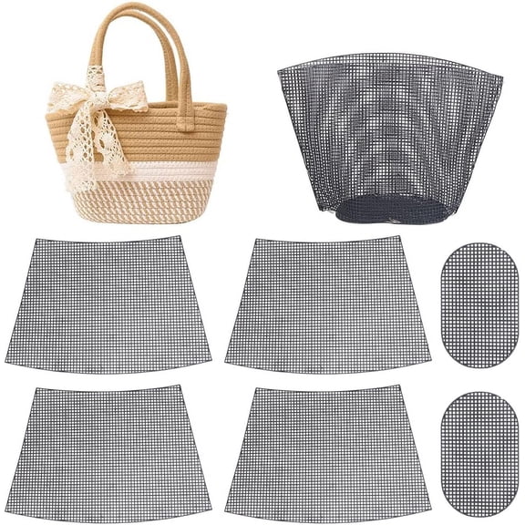 2Sets Clear Mesh Plastic Canvas Sheets for Embroidery Blank Needlepoint Canvas Sheets for Crochet Bucket Bag Making Acrylic Yarn Knit Crochet Projects DIY Handmade Bag Weaving Kit Black