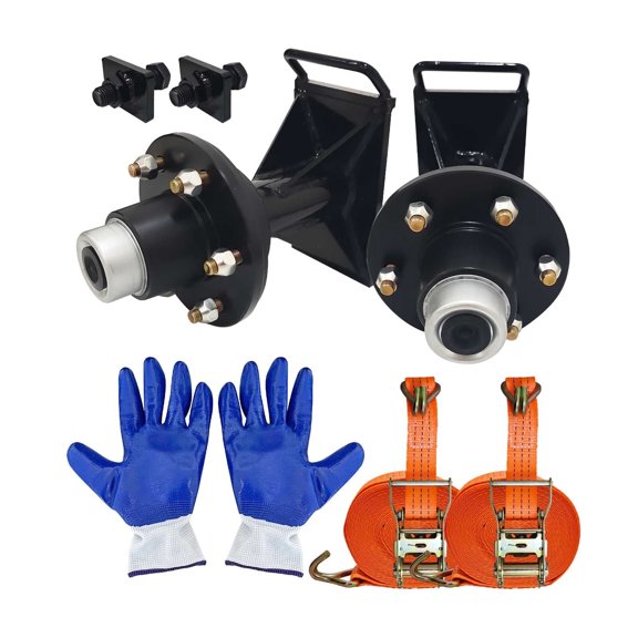 2 Sets of Container Wheel 6-Lug Wheel Kits, Container Accessories, 6x5.5 lugs, Heavy-Duty Container axle and Heavy-Duty Ratchet Bound for Movement of 20 feet - 40 feet, Container