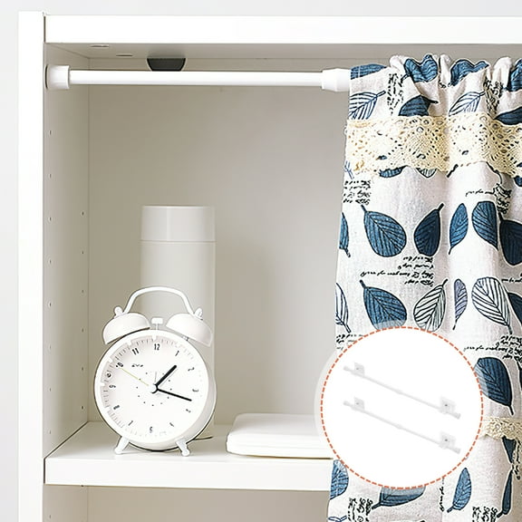 SEWCHICS 2Sets White Telescoping Curtain Rod No Screw Adjustable Expandable Spring Pole for Home Decor