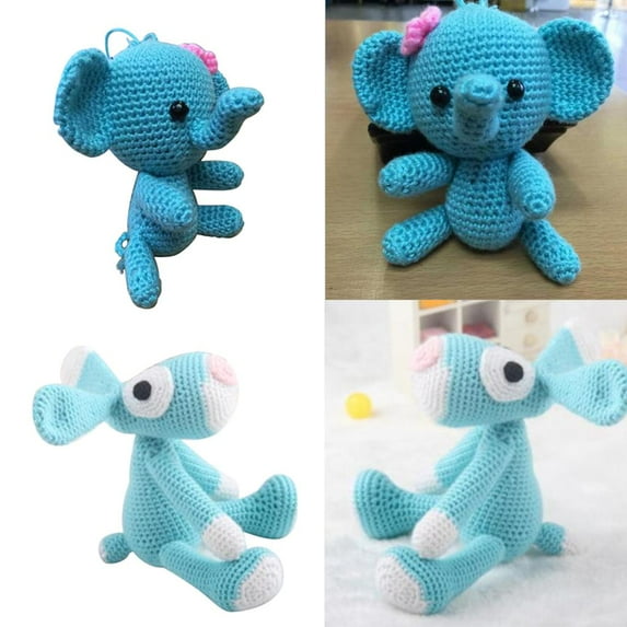 2 Sets Cute Elephant Dogs Crochet Doll Beginners Learn to Knit