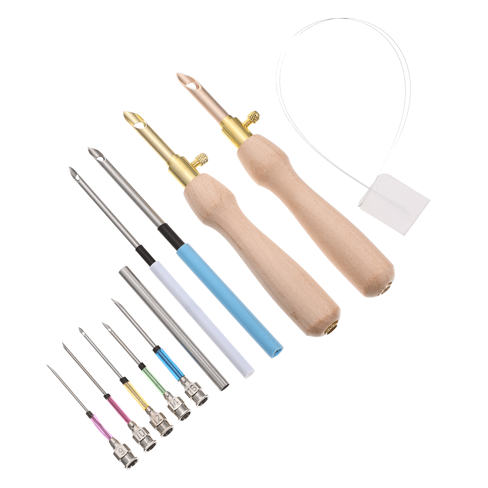2 Sets DIY Embroidery Punch Needle Wood Handle Punch Needle DIY