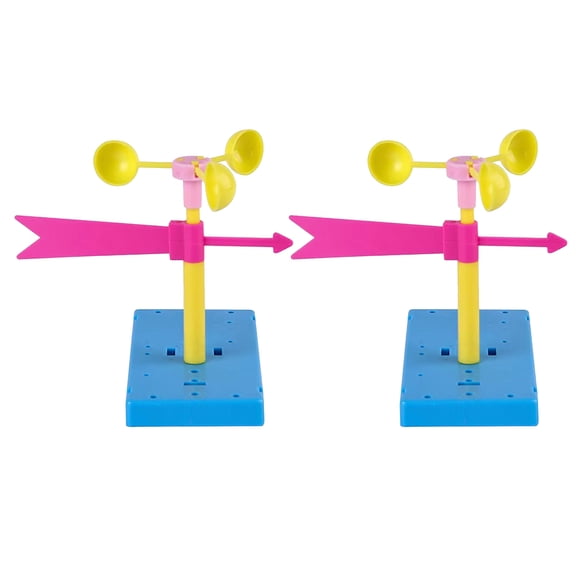 2 Sets DIY Handcrafted Anemometer and Wind Vane Kit for Kids - Educational Wind Measurement Toy