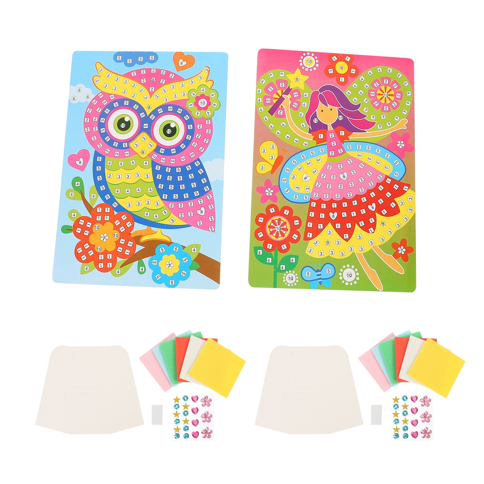 Guichaokj 2 Sets DIY Mosaic Stickers Kids Children’s Toys Mosaics Art Kits for Puzzle Manual