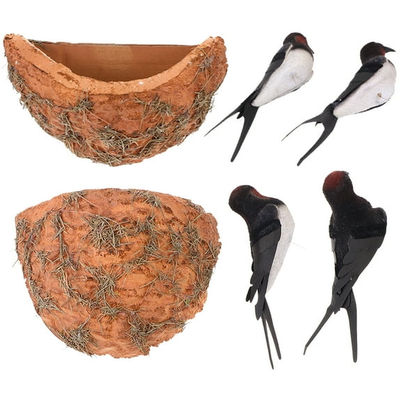 NUOLUX Swallow Nest Model Foam Multi Garden Decoration Outdoor Balcony 2 Sets 6.3x5.9x2.8in