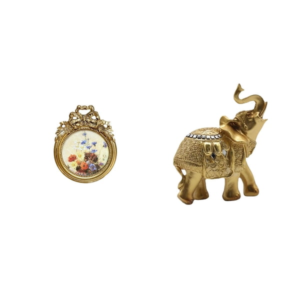 2 Sets Decorative Photo Frame Elephant Statue Resin Construction for Housewarming Living Room Table