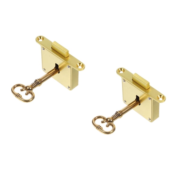 2-Pack Desk Lock Cabinets with Keyed Alike Cam Locks, Sturdy Gold Finish, Secure Storage Solution