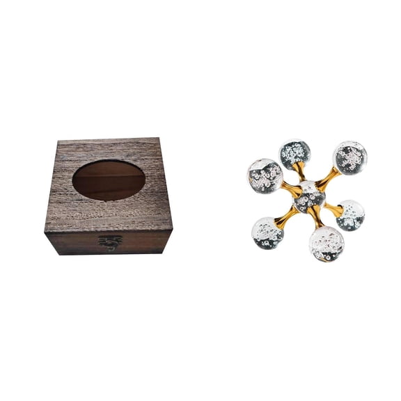 2 Sets Desk Tissue Case Sphere Figurine Organizer Wood Glass Material for Bedroom Bathroom Office