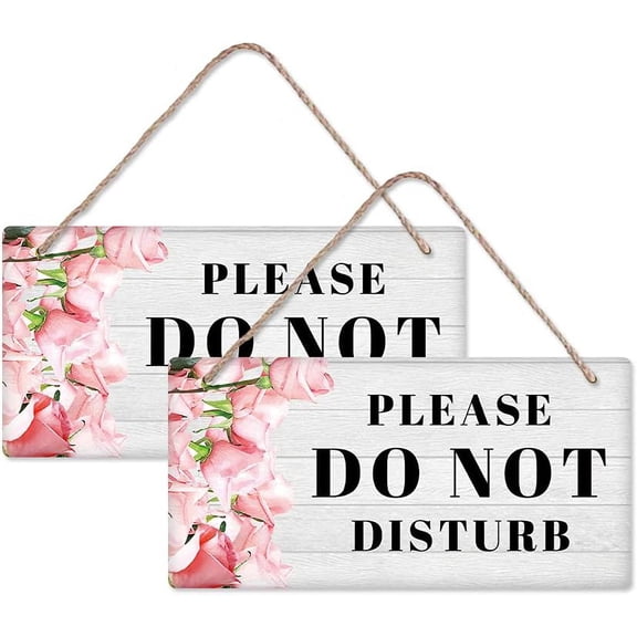 2 Sets Do Not Disturb Wood Hanging Sign Plaque White Slogan Sign Rectangle Front Door Sign Flower Pattern Hanging Board for House Porch Yard Bedroom Door Decoration 11.8x5.9inch colorful