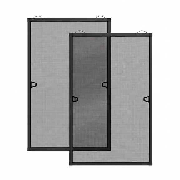 2 Sets Diy Window Screen Frame Kit Black 46" X | Easy Cut-to-size Design Includes Parts & Tools For Replacement
