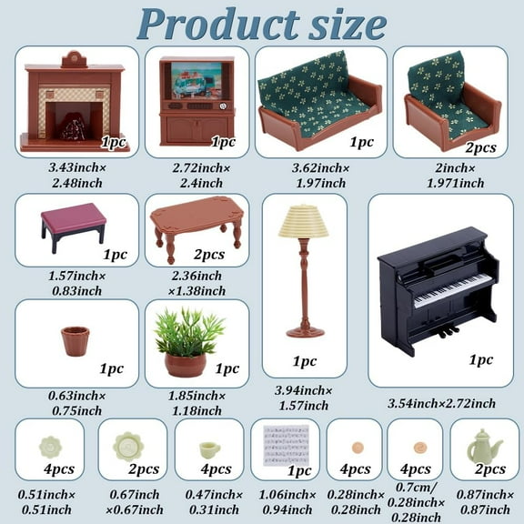 2 Sets Dollhouse Furniture Set Miniature Furniture Mini House Accessories Decoration Mini Piano Mini Sofa for Dollhouse Decor Home Scene Accessories Ornament Table Craft Display